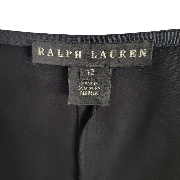Ralph Lauren Womens Black Label Sz 12 Pants Career Flat Front Side Zip Wide Leg - Picture 7 of 10